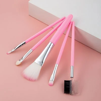 Portable 5-Piece Makeup Brush Set: Soft Hair Powder Blusher Eye Shadow Brush