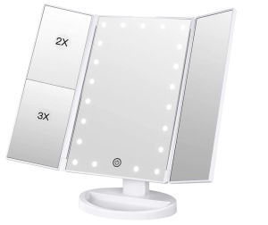 PRITECH OEM Customized 21 LED Light USB Charge Battery Powered Folding Cosmetic Makeup Mirror