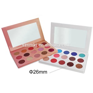 Private label custom 15 color glitter finish eyeshadow palette with mirror