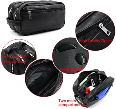 Promotional Mens PU Leather Travel Cosmetic Bag