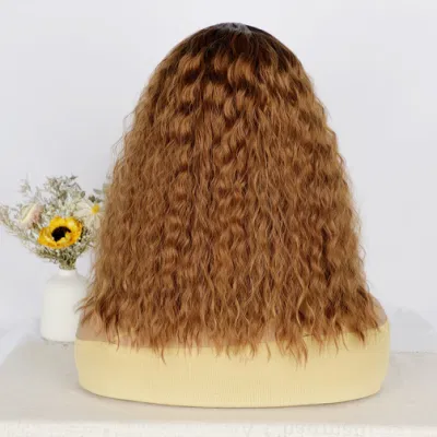 Short Cheap Deep Wave Curly Water Wave Ombre Brown Wholesale Synthetic Wig