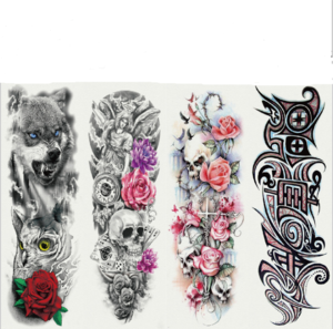 Skull Mask With Women Body Art Flash Waterproof Tattoo Stickers Big Temporary Tattoo Full Arm Sleeve Men