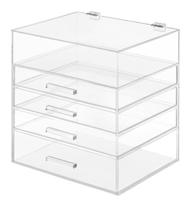 wholesale large brush holder 5 drawers clear cube cosmetic acrylic makeup organizer