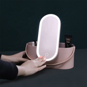 Yaeshii 2021 Fashional Makeup LED Mirror Touch Screen Vanity Mirror With Storage Box