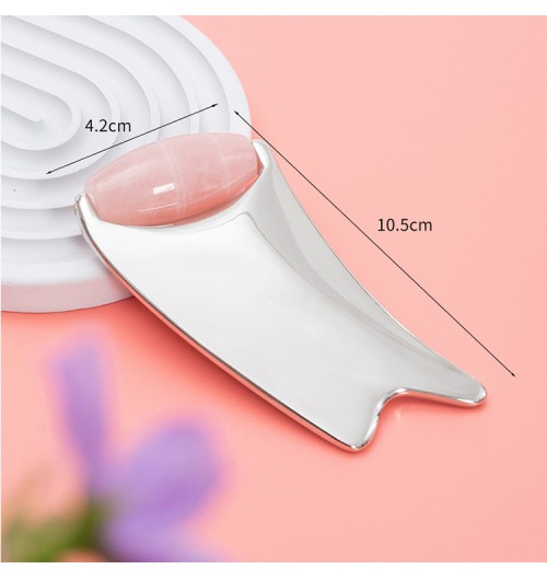 Fashion Electro Plating Gold Color Zinc Alloy V-Face Meridian Scraping Plate Cold Compress Metal Eye Jade Roller Massager