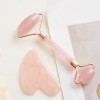 Rose Quartz Heart-Shaped Jade Facial Massage Board Thumb Roller