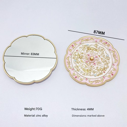 Pocket Metal Zinc Alloy Cultural Creative DIY 3D Relief Printing Ancient Style Single-sided Makeup Mirror