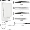 Eyebrow Tweezers Set Sliver Pack of 6 for Ingrown Facial Hair Removal Scissors Slant Pointed Tweezer Kit for Women's & Men's