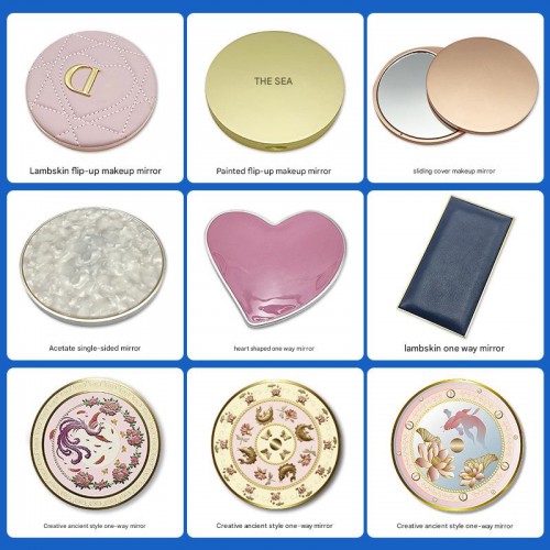 Pocket Metal Zinc Alloy Cultural Creative DIY 3D Relief Printing Ancient Style Single-sided Makeup Mirror