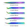 Eyelash Extension Tweezers Set Eyelash Applicator Tool Curved and Straight pointed Tweezer Lash Extension Stainless Rain-Bow