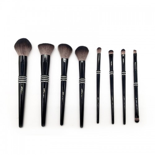 8-Piece Black Diamond Makeup Brush Set with Crystal Handle Design Professional OEM/ODM Cosmetic Brushes for Private Label & Wholesale