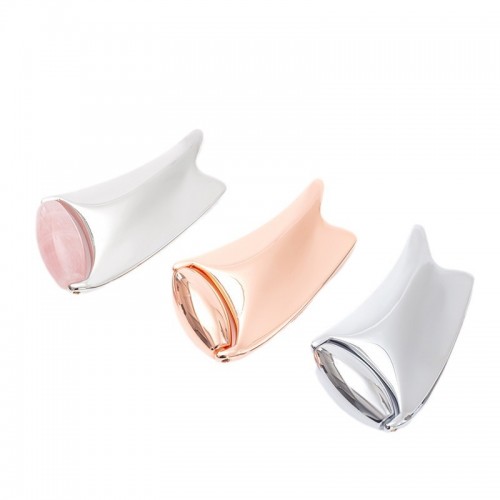 Fashion Electro Plating Gold Color Zinc Alloy V-Face Meridian Scraping Plate Cold Compress Metal Eye Jade Roller Massager