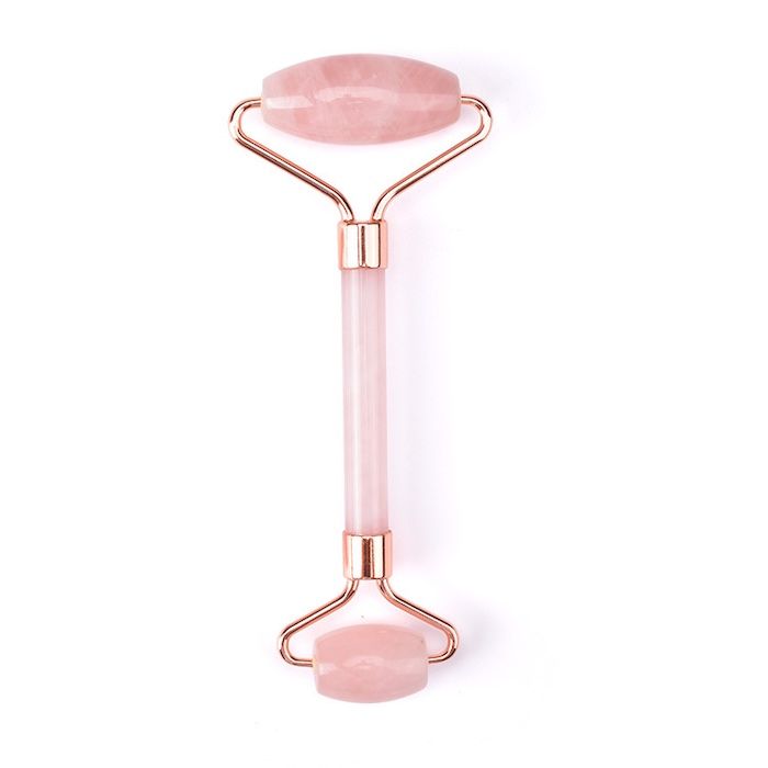 Rose Quartz Heart-Shaped Jade Facial Massage Board Thumb Roller