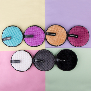 9cm Private Label Polyester Microfibre Face Collage Washable Reusable Makeup Remover Pad With Mesh Bag