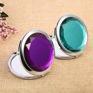 Custom Portable Folding Crystal Small Mirror Compact Pocket Makeup Mirror With Gift Box Packing