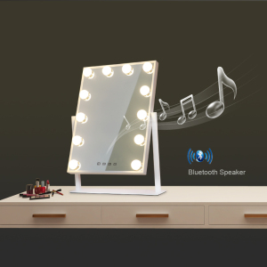 Desktop Led Bulbs Vanity Lighted Hollywood Makeup Mirrors With Bluetooth Speaker