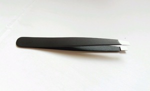 Eyebrow Tweezers Slanted Tip Stainless Steel Hair Removal Black Color Tweezers