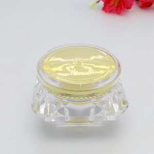 gold 5g 10g diamond shape acrylic cream jar ,plastic mini 5g and 10g Cosmetic Jar , 5g 10g Cosmetic Packaging wholesale