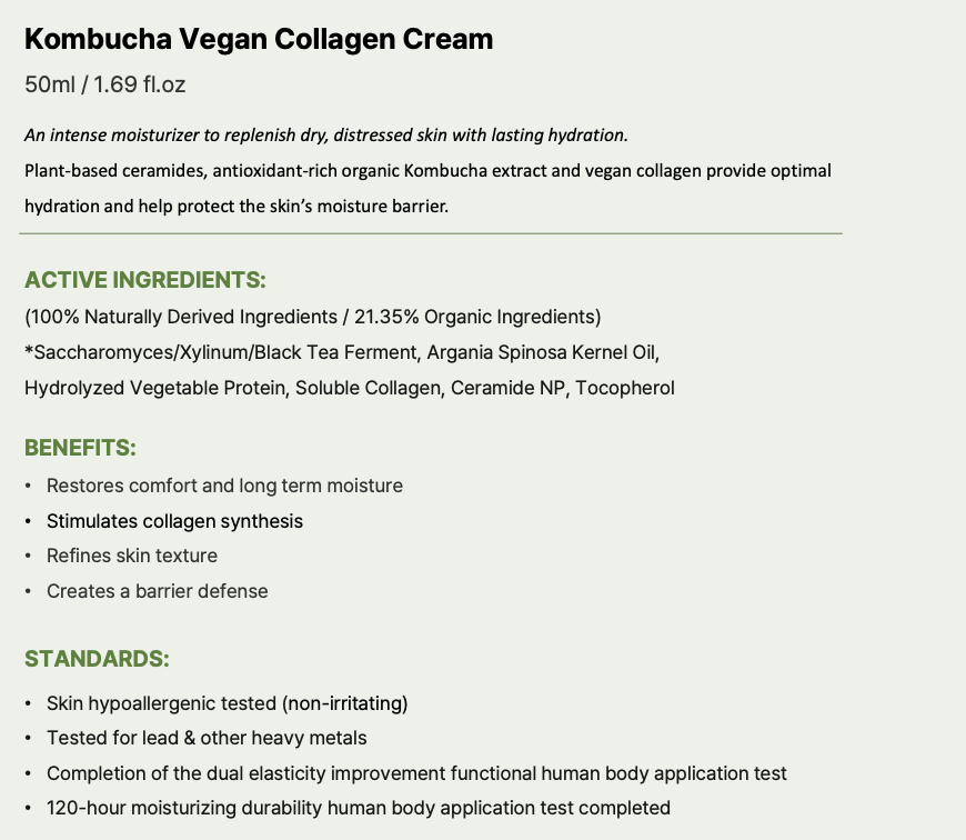 [Her bloom] Kombucha Vegan Collagen Cream, skin care.