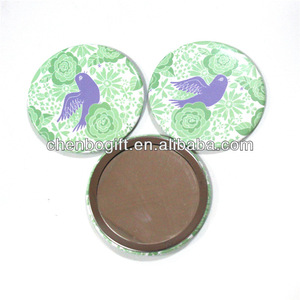 hot sale design metal makeup mirror , beautiful printing pocket mirror , girls tin mirror