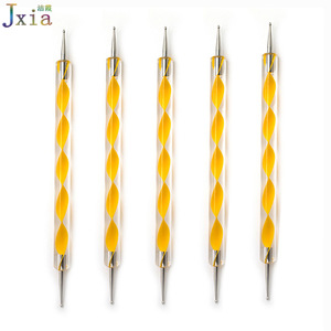 Hot selling 2 ways Acrylic Swirl Handle Marbleizing Steel Dotting Nail Tool Nail Art