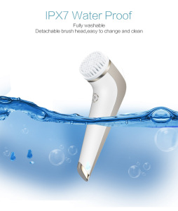 IPX7 waterproof electric spin rechargeable face massage brush exfoliating cleanser facial cleansing brush