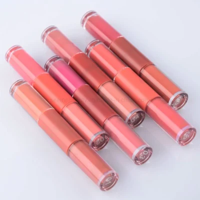Make Your Logo Double Ended Long Lasting Waterproof Liquid Lipstick Private Label 2 in 1 Lip Gloss Lipstick
