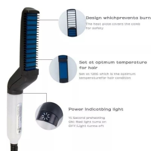 Multifunctional Men Male Hair Comb Quick Beard Straightener Curling Curler Show Cap Beauty Hair Styling Tool Opp Bag Pack