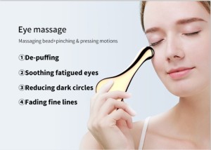 New luxury 24k gold two heads gua sha eye massager with microcurrent