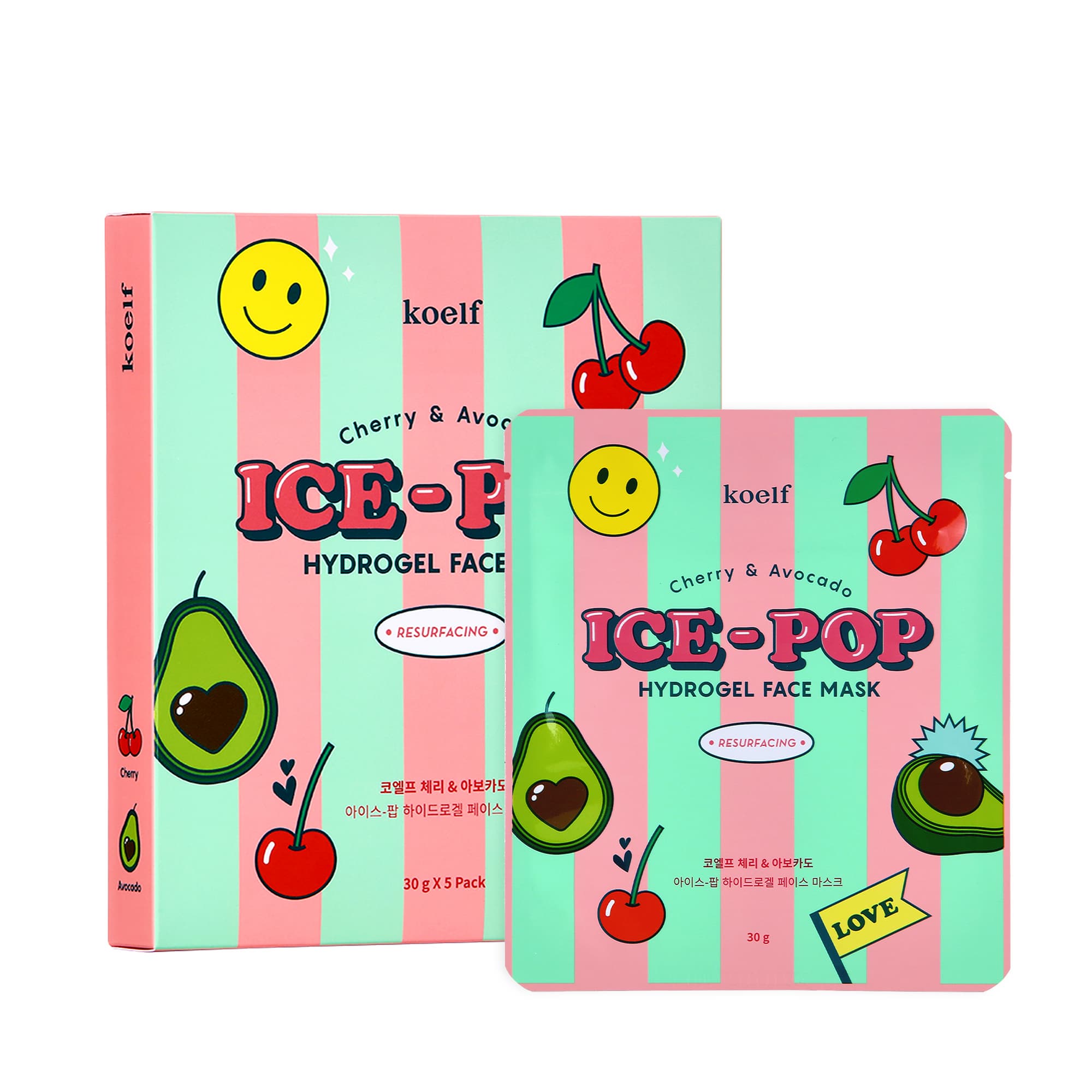PETITFEE Cherry &amp; Avocado ICE-POP HYDROGEL FACE MASK