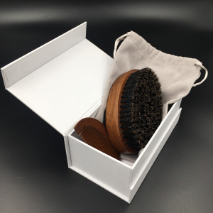 Private Label beard brush Boar bristle  brushes and combs Mens combs and brush set