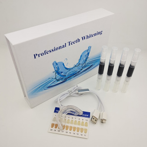 Professional non peroxide charcoal teeth whitening pen kit with USB light