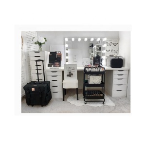 White Large Desktop Hollywood Mirror with Light Bulbs Makeup Vanity Dressing Table Large