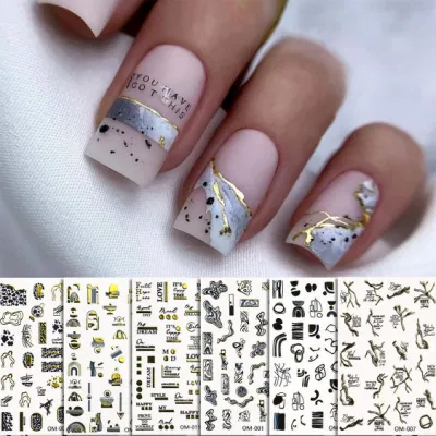 Wholesale Cross-Border Foreign Trade Marble Nail Sticker DIY Stereoscopic Nail Sticker Set