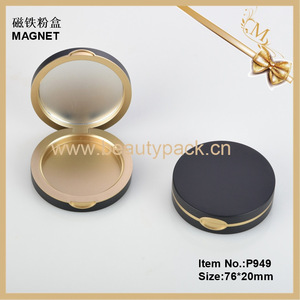 Wholesale Luxury 59mm Matte Black Round Magnetic Compact Powder Case with Mirror