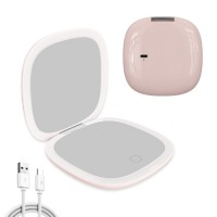 Rechargeable Portable 1X/10X Magnification Dimmable Travel-grade Double-sided LED Makeup Mirror.