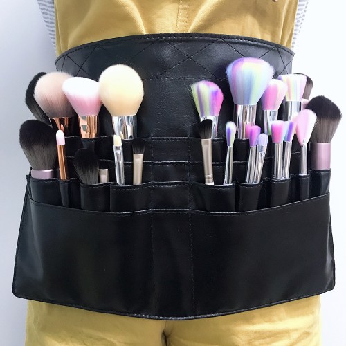 Wholesale Makeup Artist Brush Belt Kit | Multi-Pocket PU Leather Waist Bag with Brushes