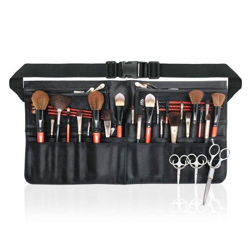 Wholesale Makeup Artist Brush Belt Kit | Multi-Pocket PU Leather Waist Bag with Brushes