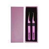 2 Pcs Pink Stainless Steel Tweezers for Eyelash Extensions Eyelash Extension Tweezers Sets Volume Tweezers Lash Extension