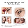 Rechargeable Portable 1X/10X Magnification Dimmable Travel-grade Double-sided LED Makeup Mirror.