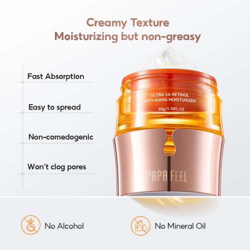 SKINCARE PAPA FEEL Ultra 5A Retinol Advanced Gentle Anti-Aging Moisturizer Wrinkle Remover with Peptides Ceramide Vitamin C Face Firming Brightening Cream