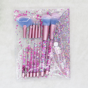 2017 Newest Cosmetic Makeup Brushes Customized 7PCS Liquid Glitter Crystal Handle Make-Up Brush