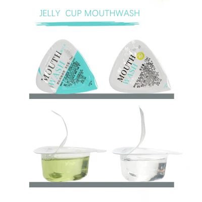 Custom Fresh Breath Oral Care Hotel Travel Disposable 15ml Mini Portable Jelly Cup Herbal Mint Flavor Mouthwash