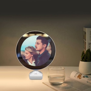 Custom Photo Night Lamp Decorative Round Magic Mirror Led Makeup Mirror With Light