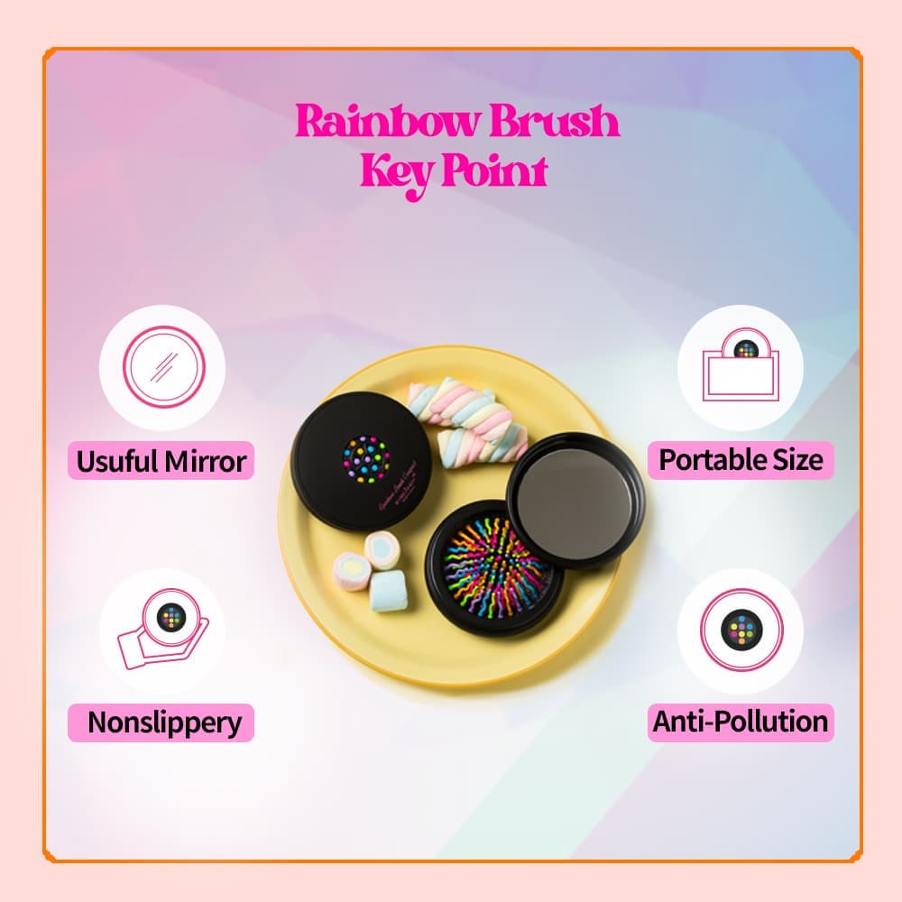 Eyecandy rainbow volume S hair brush Compact, soft &amp; easy detangling, natural hair volume