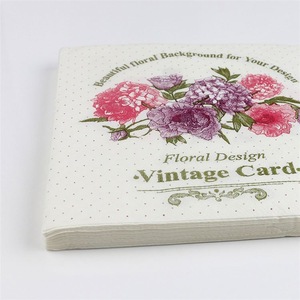 Good Offer Decorative Dotted Floral Design Vintage Card Promotional Napkin Paper