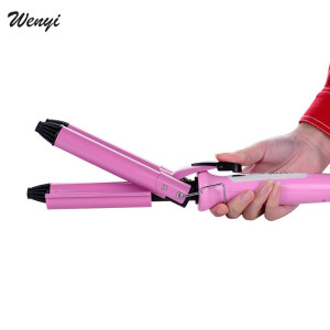 High Quality Professional 220V Hair Curling Iron Ceramic Triple Barrel HairStraightener Comb Waver Styling Tools Hair Styler