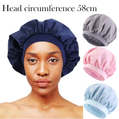 Hot Satin Shower Bonnet Thickened Bathroom Accessories Waterproof Oily Fume Cap Female SPA Hairdressing Salon Supplies Shower Cap