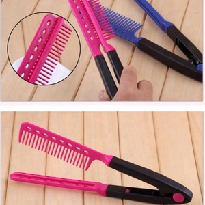 Lonsyne brand Folding Hair Straightener Resist Heat Plastic Magic Hair V Comb Straightener V  personalized bulk hair Comb