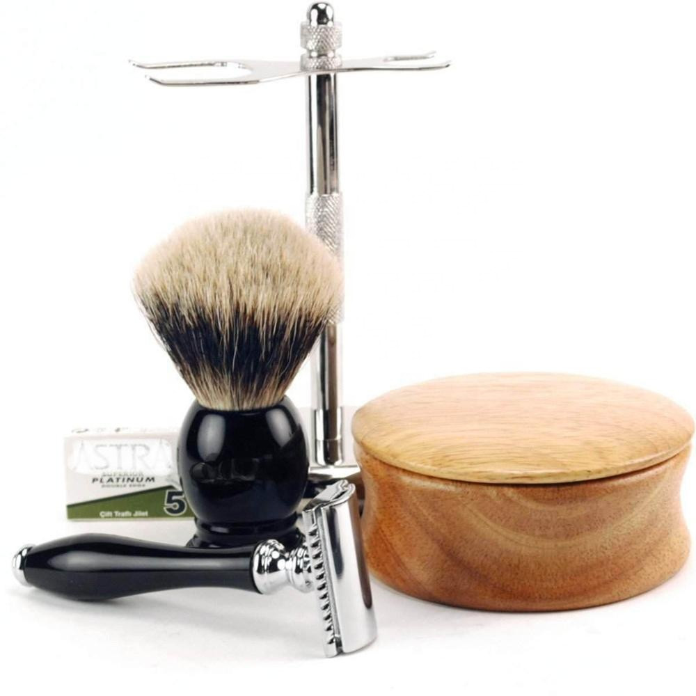 MEN SHAVING SET WOODEN BOWL